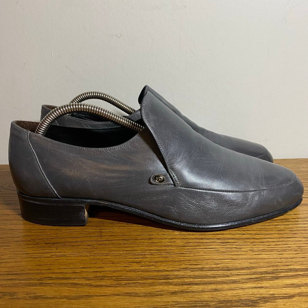 Vintage Grenson England Grey Leather Loafer Slip On Dress Shoes Mens Size 8F